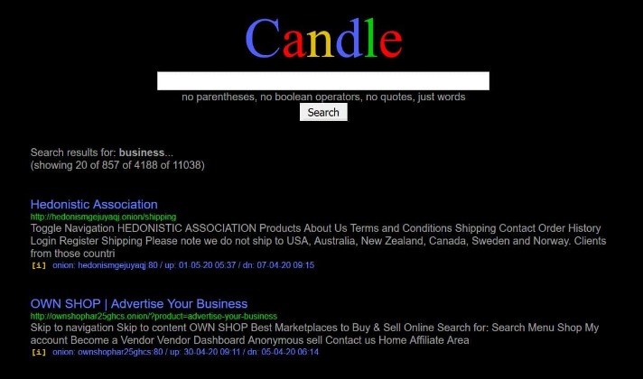 dark web search